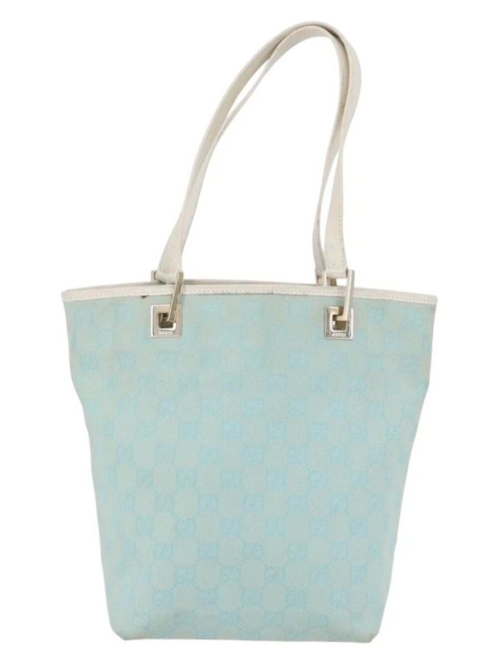 GUCCI GG Canvas Tote Bag Gold Light Blue - Picture 3 of 16